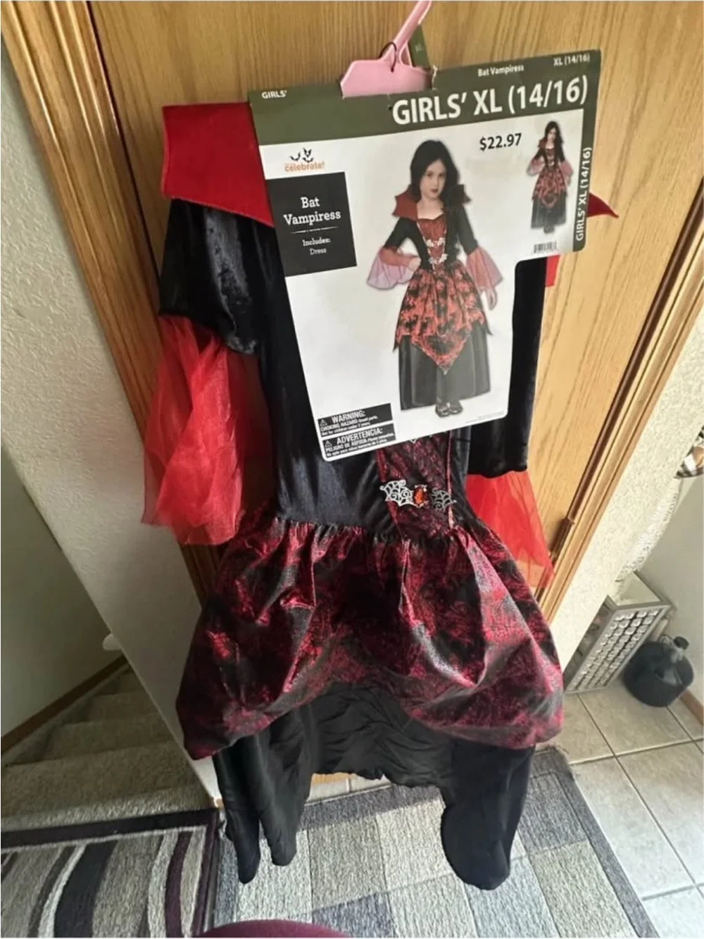 New Girls Vampire Halloween Dress Costume Xl 14-16 Red Black Dress Up